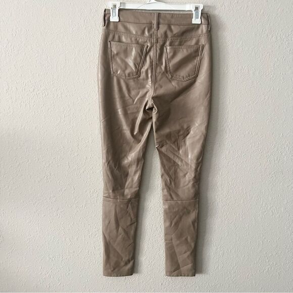 7 for all Mankind Khaki Faux Leather Skinny Jeans Jeggings Size XS Pants - Picture 2 of 5